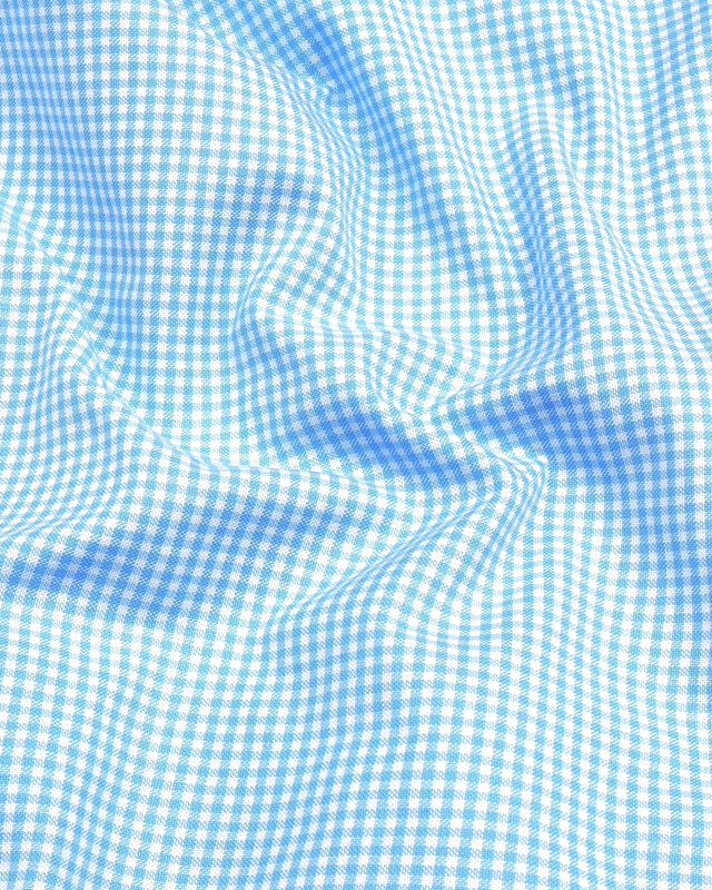 Sky Blue Check Button Down Oxford Cotton Shirt