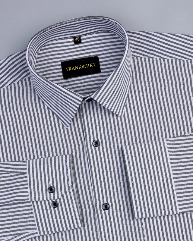 Black Stripe Down Button Oxford Cotton Shirt