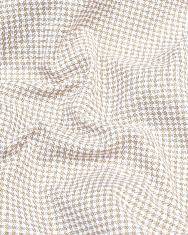 Cream Check Button Down Oxford Cotton Shirt
