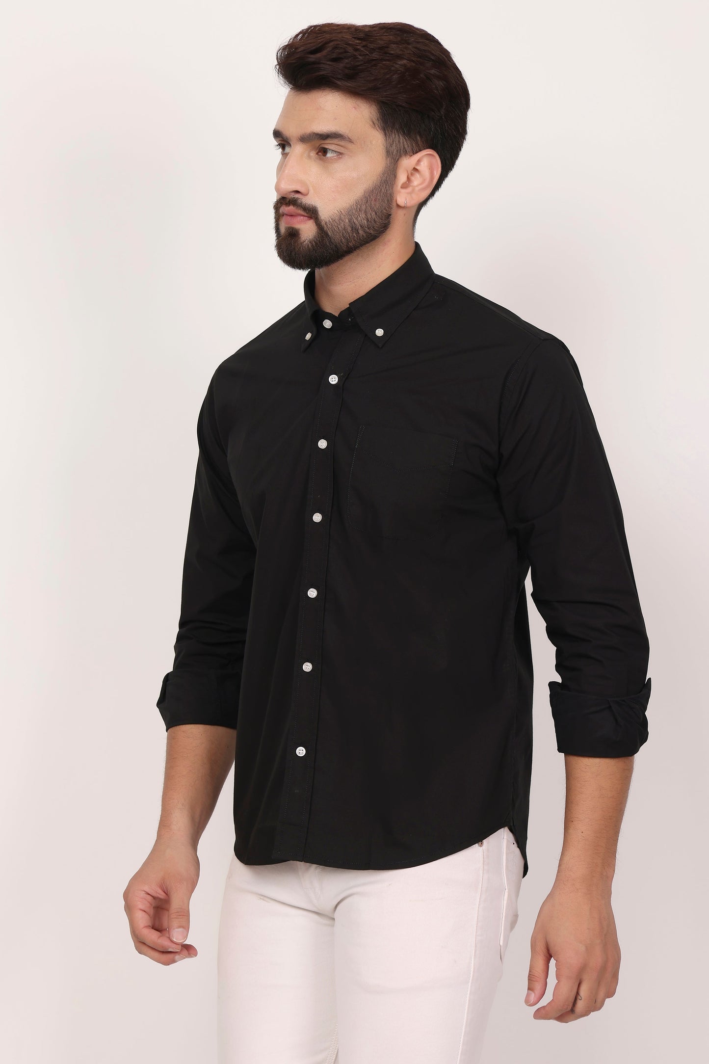 New Royal Black Down Button Casual Shirt I 100% Cotton Twill