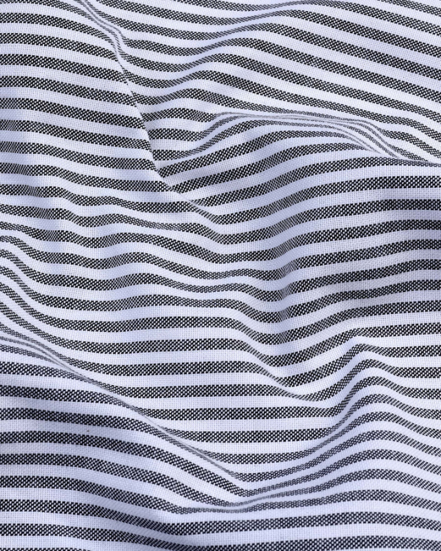Black Stripe Down Button Oxford Cotton Shirt