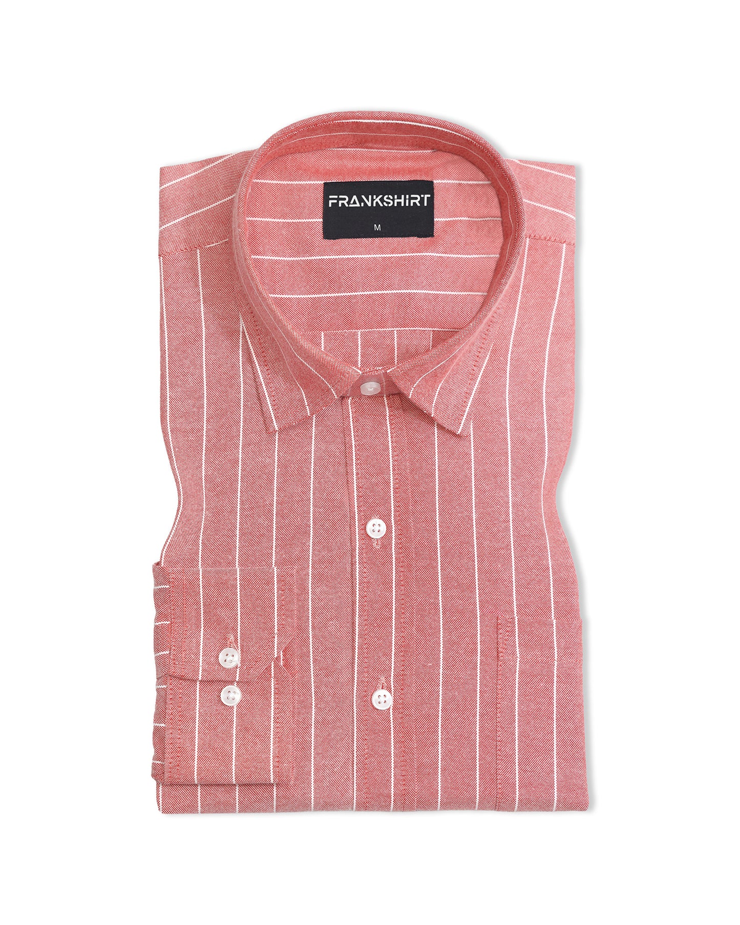 Coral Red Pinstripe Oxford Shirt