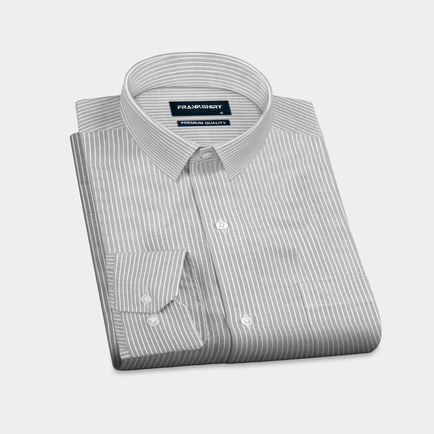 Silver Small Strip Down Button Oxford Cotton Shirt