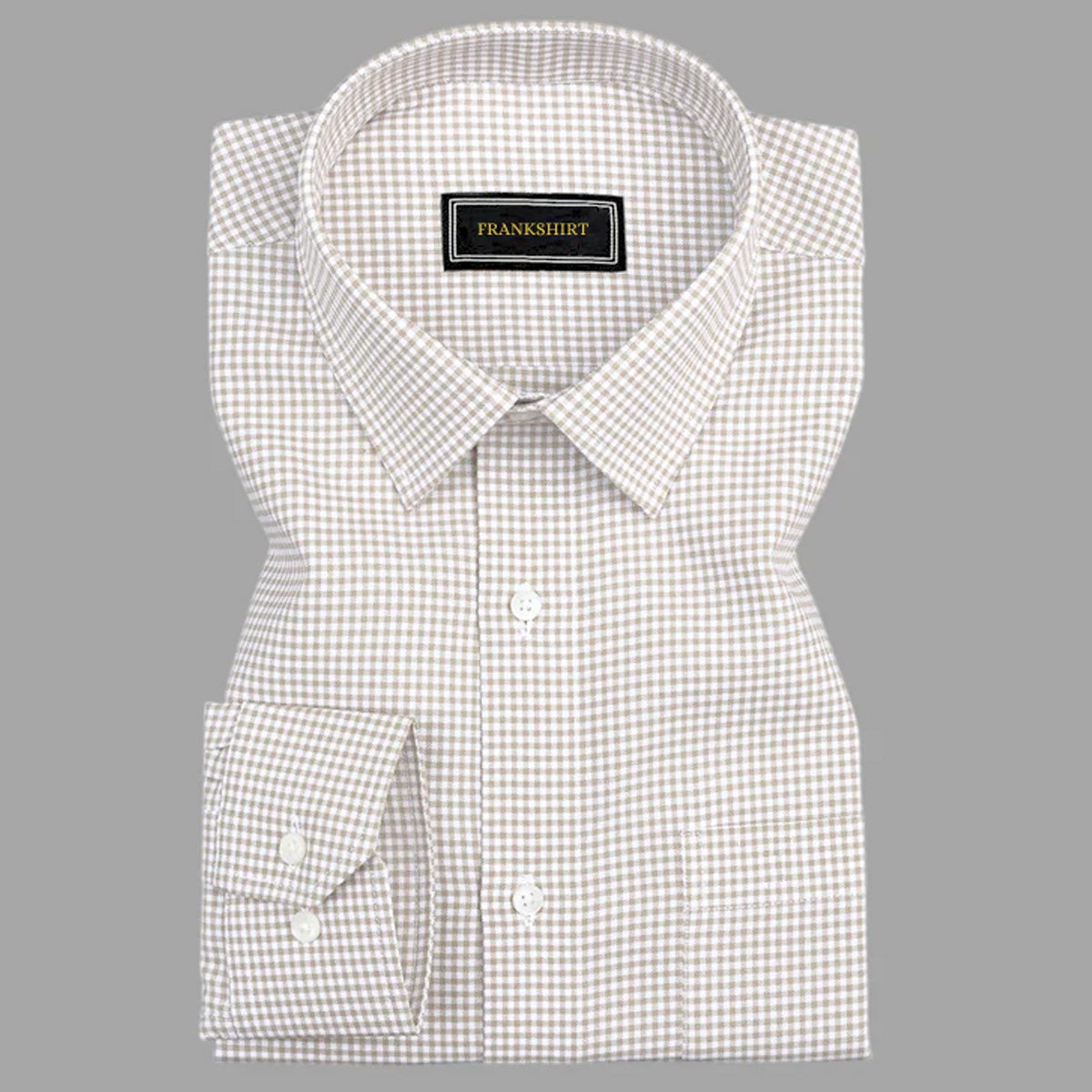 Cream Check Button Down Oxford Cotton Shirt
