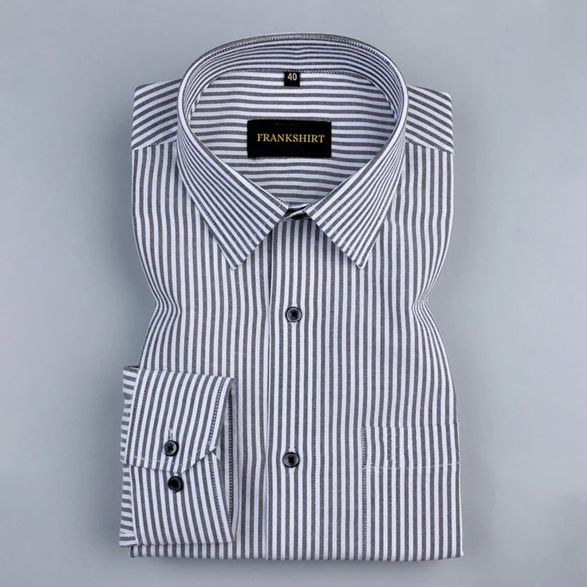 Black Stripe Down Button Oxford Cotton Shirt