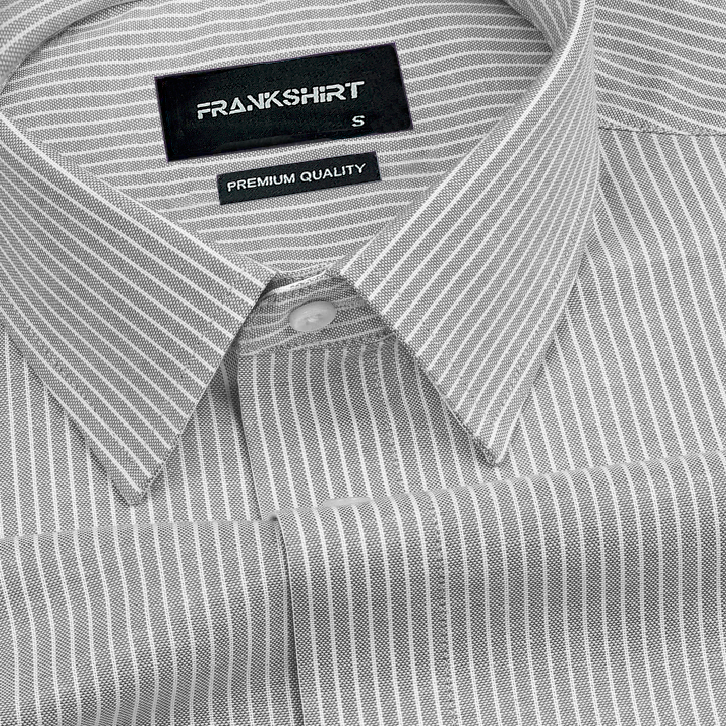 Silver Small Strip Down Button Oxford Cotton Shirt