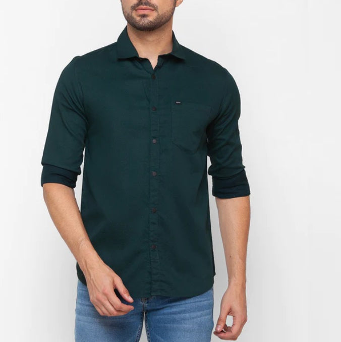 Classic Cotton Blend Bottle Green Shirt