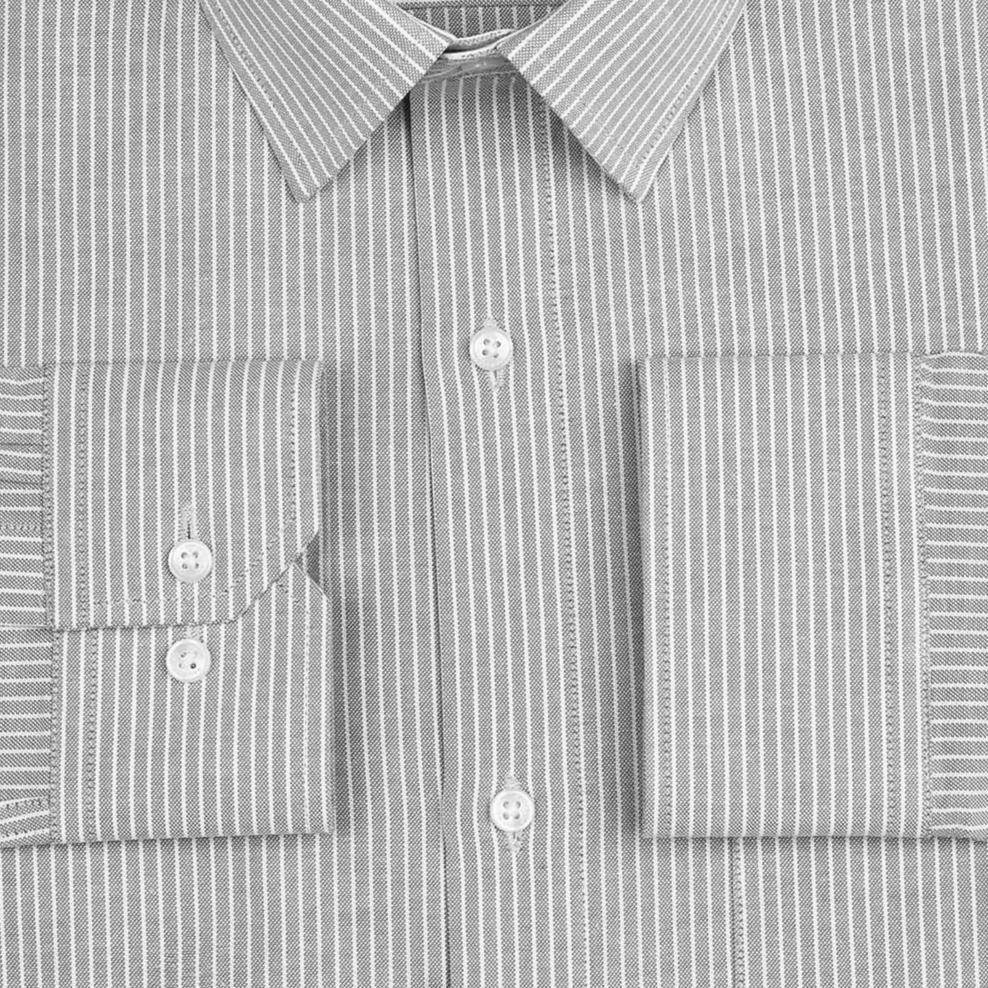 Silver Small Strip Down Button Oxford Cotton Shirt