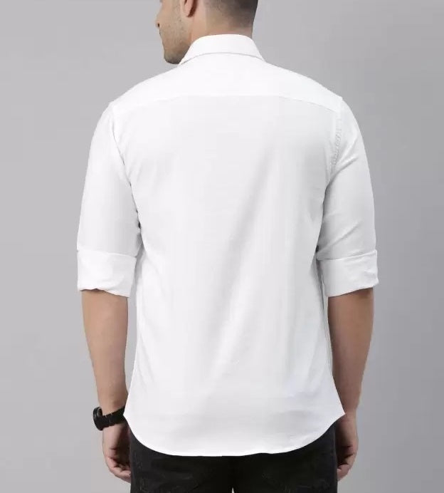 Frankshop Classic Cotton Blend White Solid Shirt