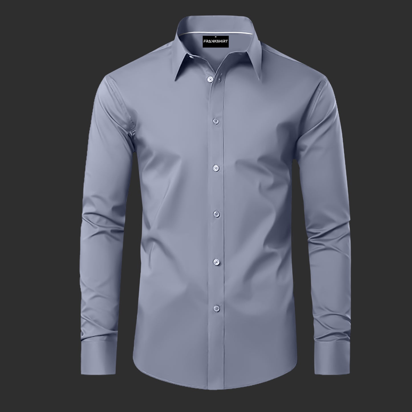 Premium Satin Solid Shirt with White Stripe for Man (Dark Grey)