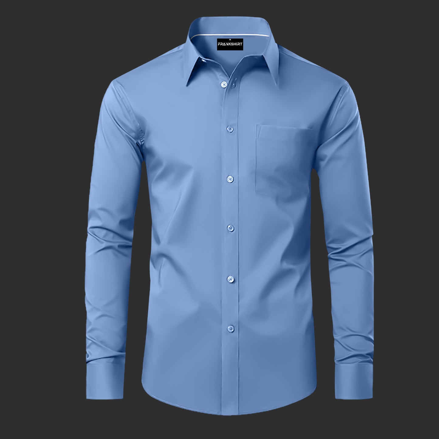 Premium Cotton Solid Shirt with White Stripe for Man (Denim Blue)