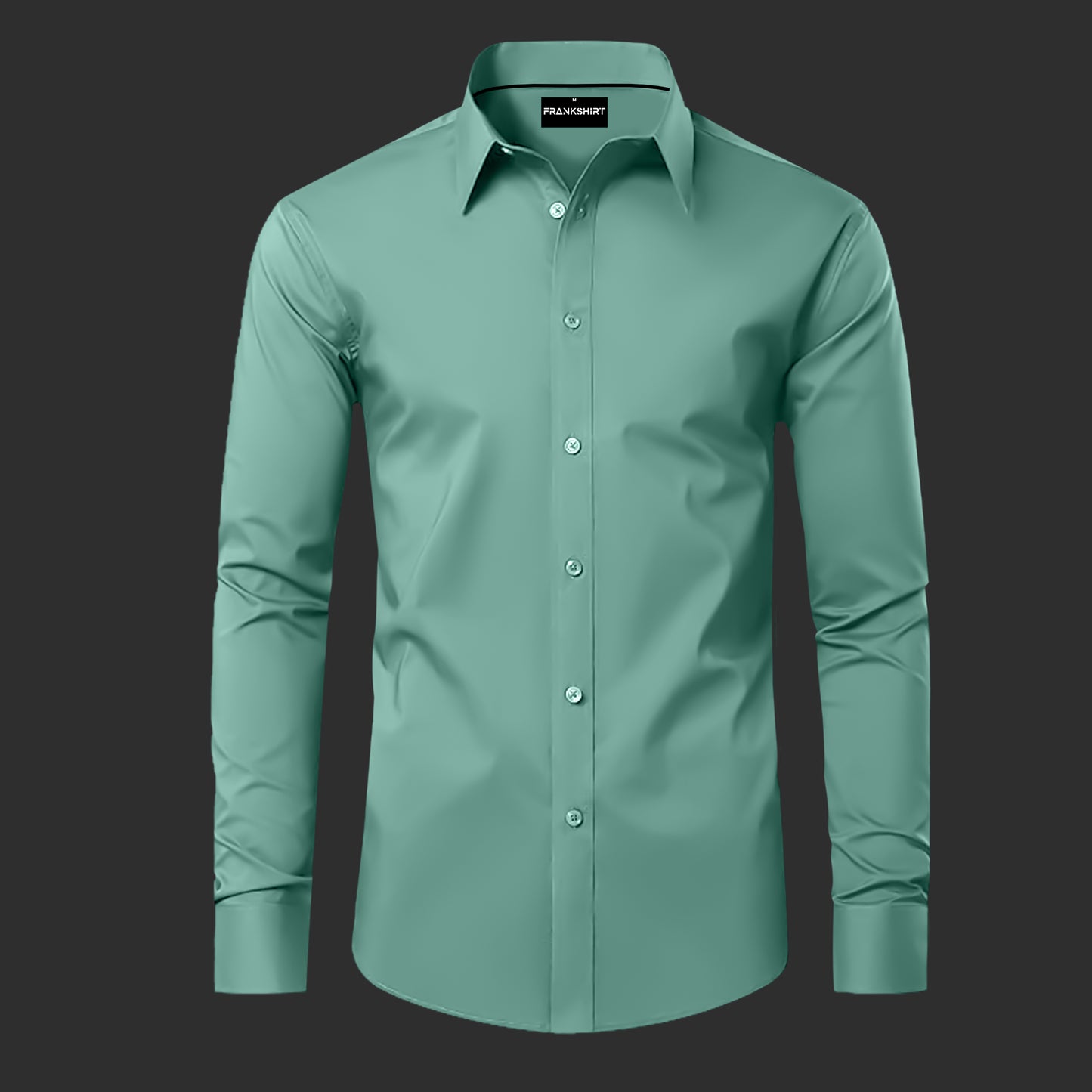 Premium Satin Solid Shirt with Black Stripe for Man (Green)