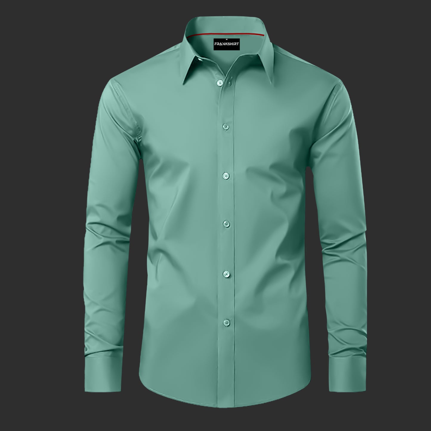 Premium Satin Solid Shirt with Red Stripe for Man (Green)