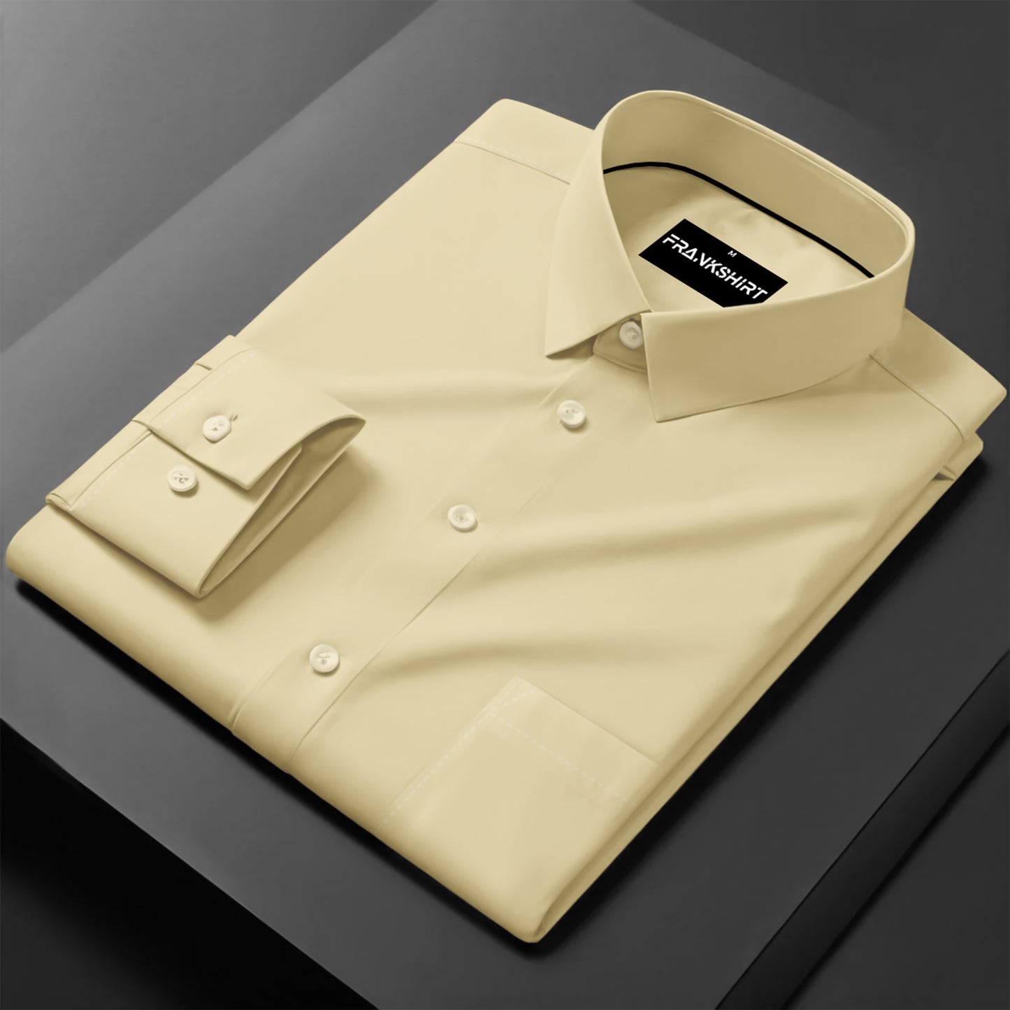 Premium Satin Solid Shirt with Black Stripe for Man (Lemon)