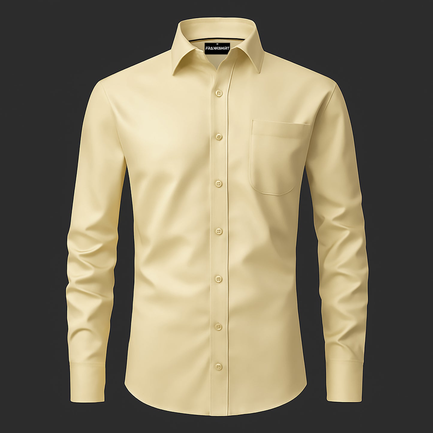 Premium Satin Solid Shirt with Black Stripe for Man (Lemon)