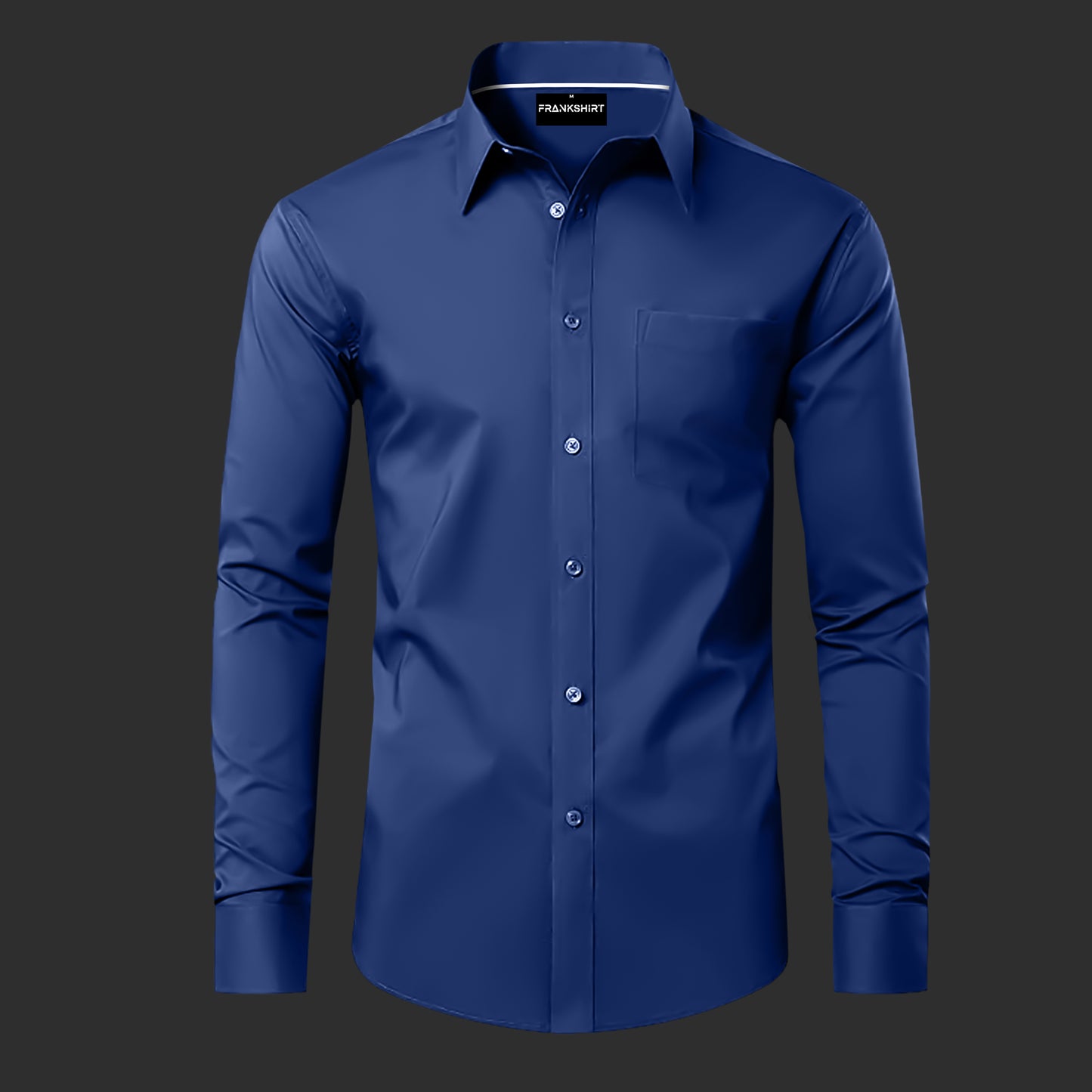 Premium Satin Solid Shirt with White Stripe for Man (Navy Blue)