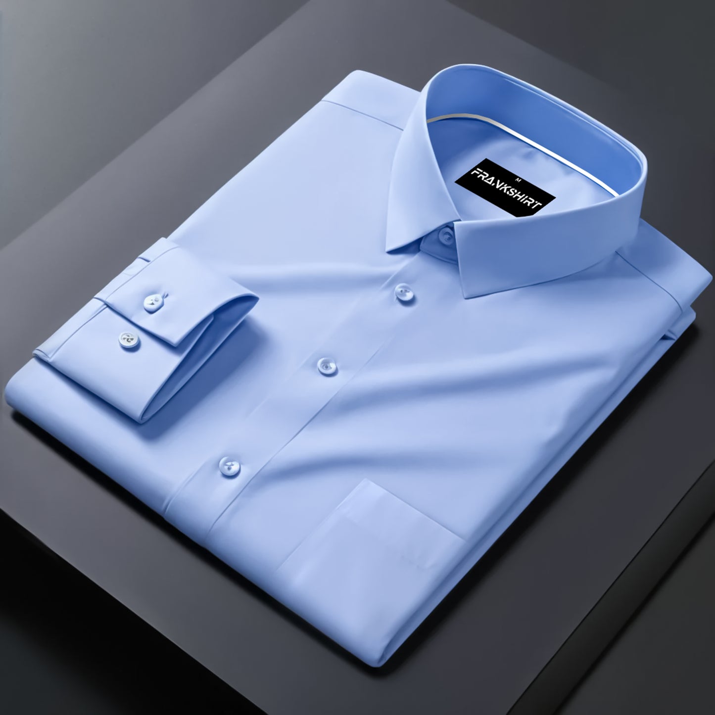 Premium Satin Solid Shirt with White Stripe for Man (Sky Blue)
