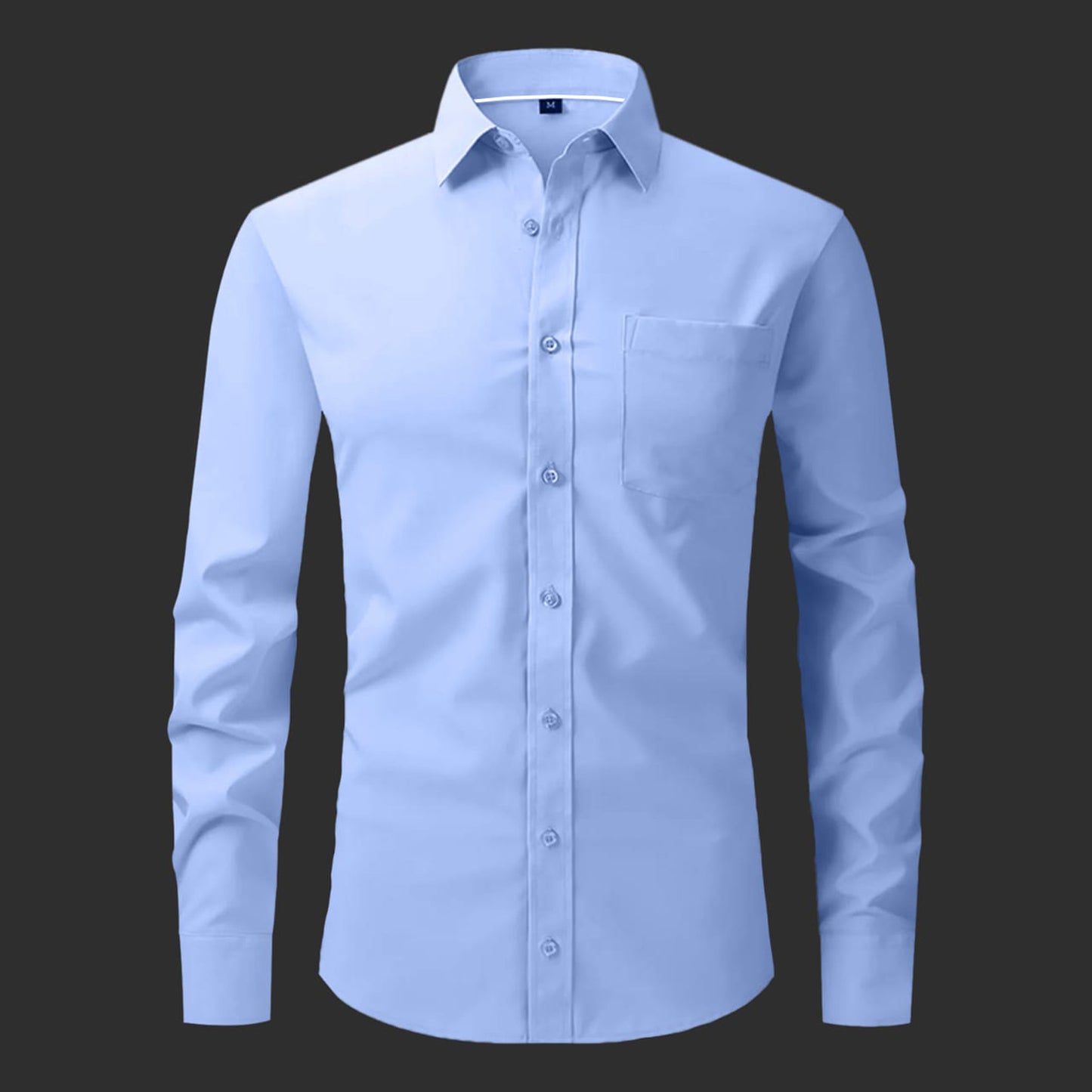 Premium Satin Solid Shirt with White Stripe for Man (Sky Blue)