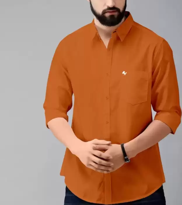 Frankshop Classic Cotton Blend Orange Colour Shirt