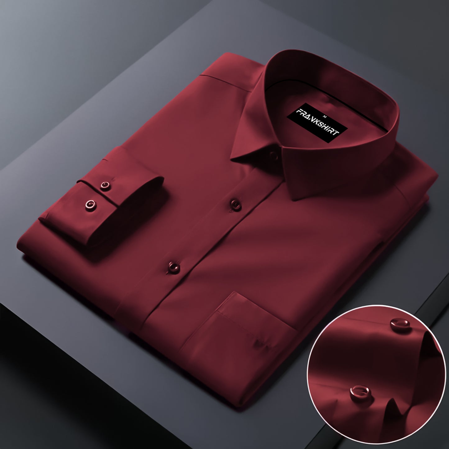 Premium Satin Solid Shirt with Black Stripe for Man (Maroon)