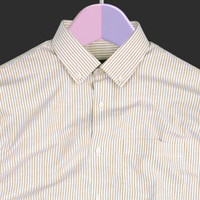 New Cream Stripe Down Button Oxford Cotton Shirt