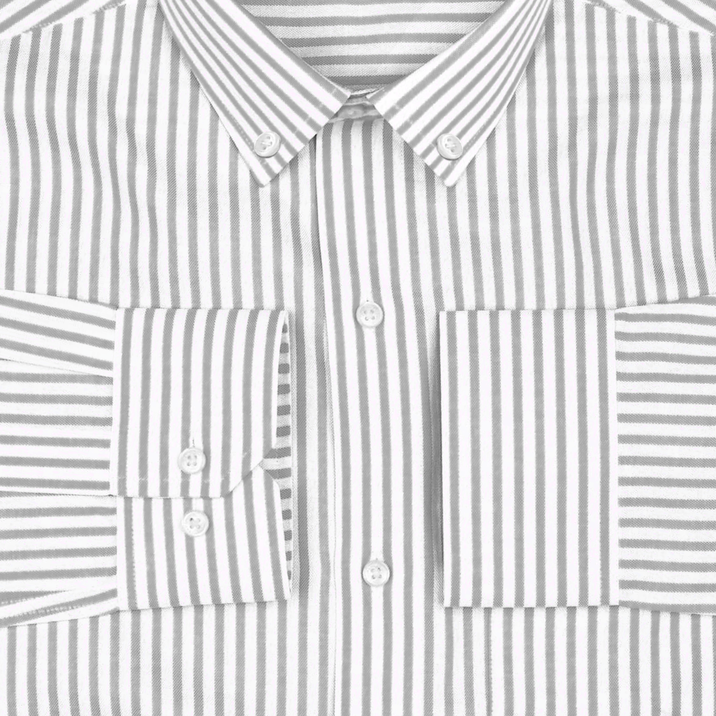 New Light Grey Stripe Down Button Oxford Cotton Shirt (FS043)