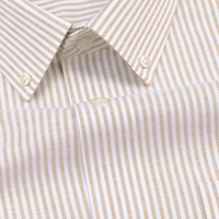 New Cream Stripe Down Button Oxford Cotton Shirt