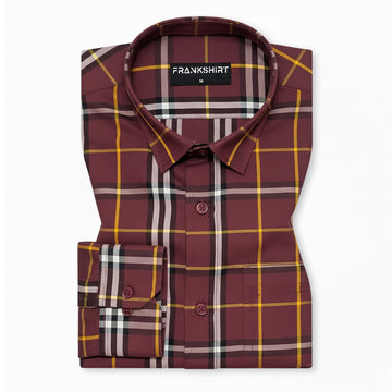 Red Tartan Check Cotton Shirt For Men