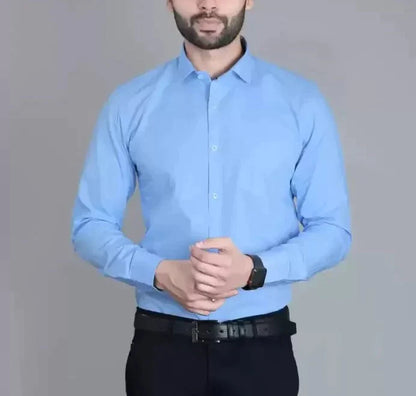 Plain Cotton Casual Shirt for Man (Sky Blue)