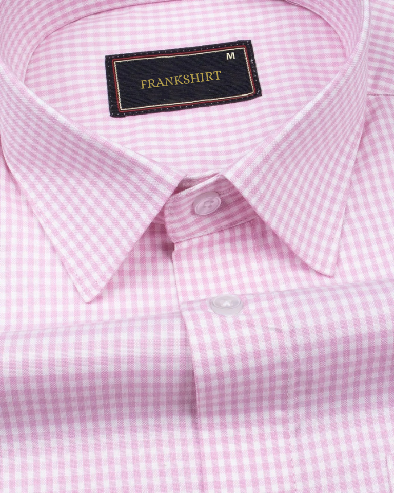 Light Pink Check Button Down Oxford Cotton Shirt