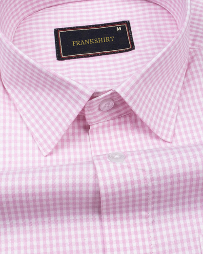 Light Pink Check Button Down Oxford Cotton Shirt
