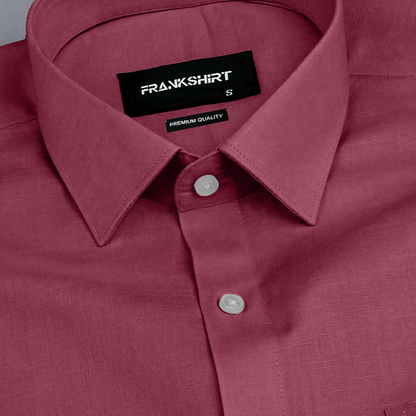 Maroon Solid Linen Shirt for Man