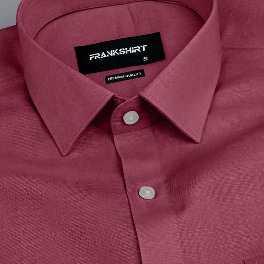Maroon Solid Linen Shirt for Man