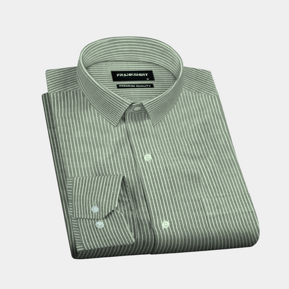 Green Small Strip Down Button Oxford Cotton Shirt