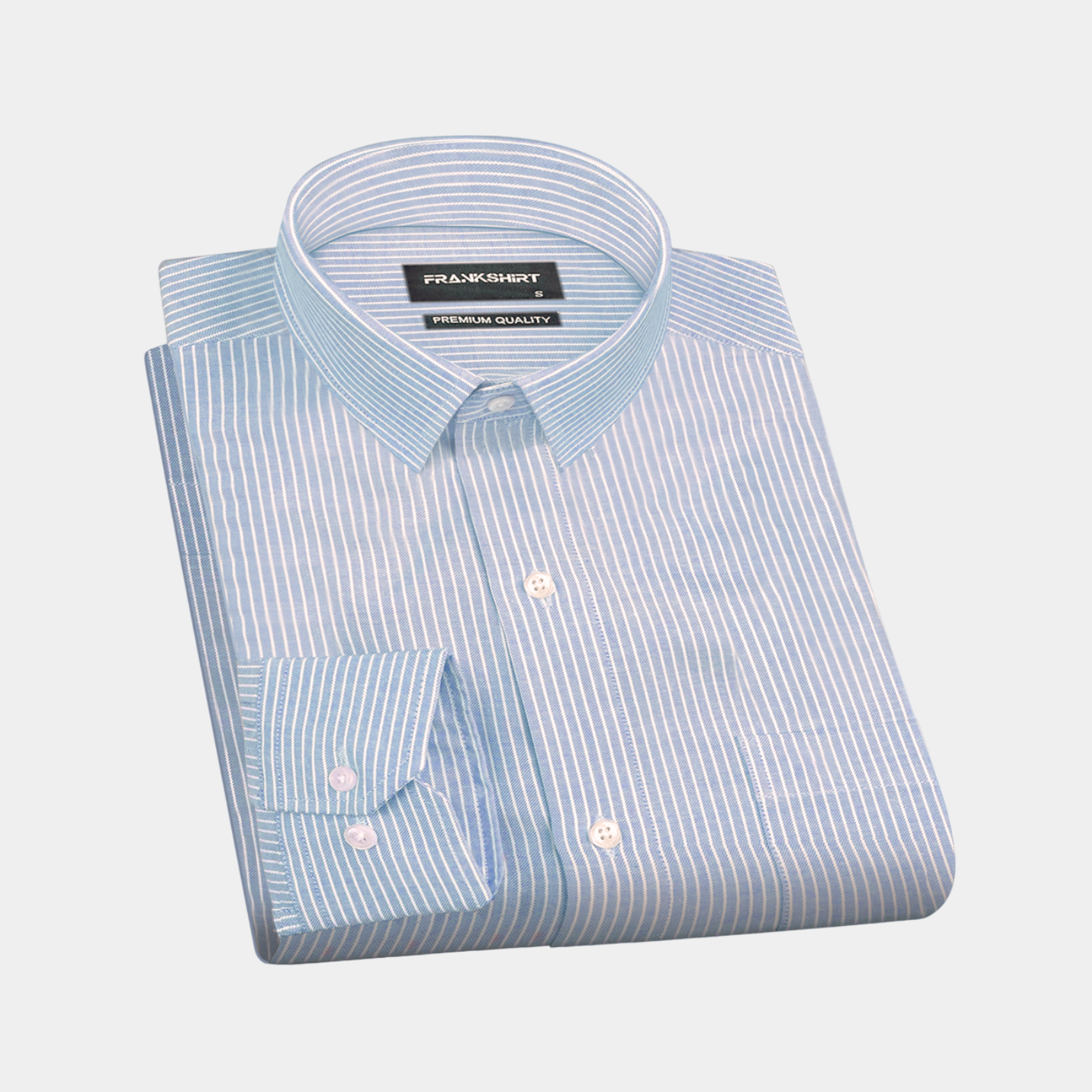 Silver Small Strip Down Button Oxford Cotton Shirt