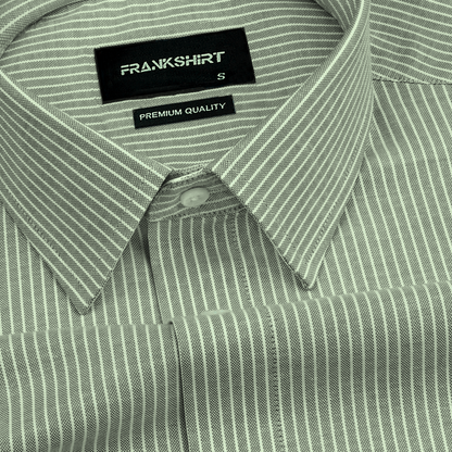 Green Small Strip Down Button Oxford Cotton Shirt