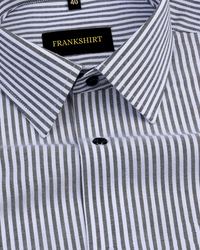 Black Stripe Down Button Oxford Cotton Shirt