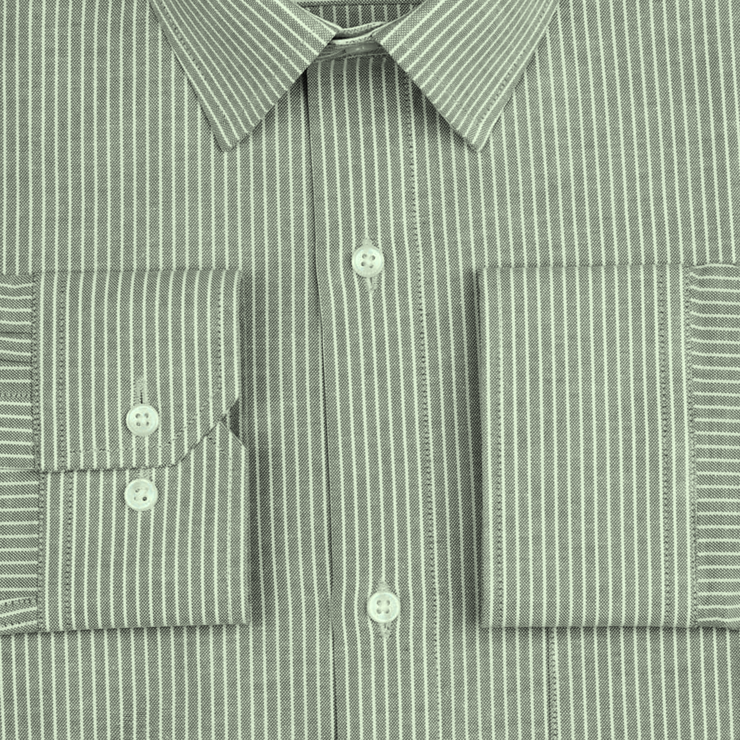 Green Small Strip Down Button Oxford Cotton Shirt