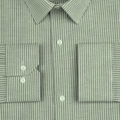 Green Small Strip Down Button Oxford Cotton Shirt