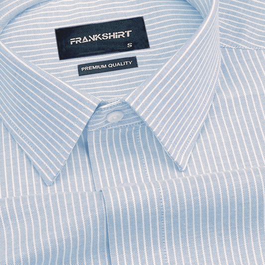 Silver Small Strip Down Button Oxford Cotton Shirt