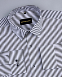 Black Stripe Down Button Oxford Cotton Shirt