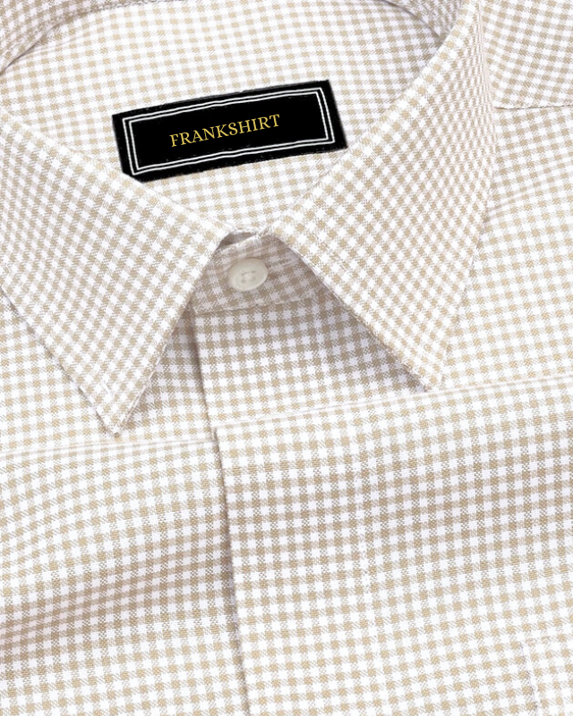 Cream Check Button Down Oxford Cotton Shirt