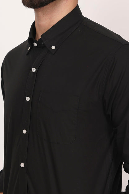 New Royal Black Down Button Casual Shirt I 100% Cotton Twill