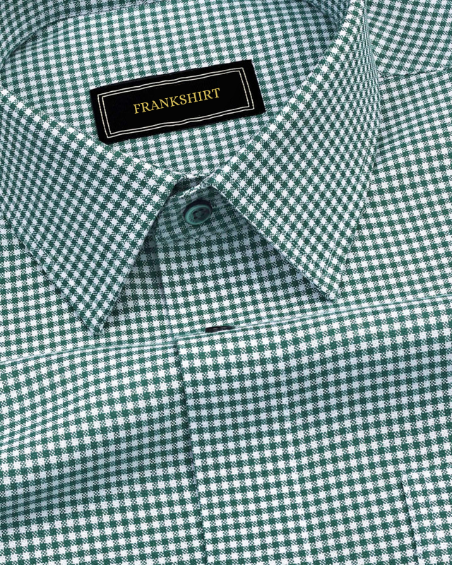 Green Check Button Down Oxford Cotton Shirt