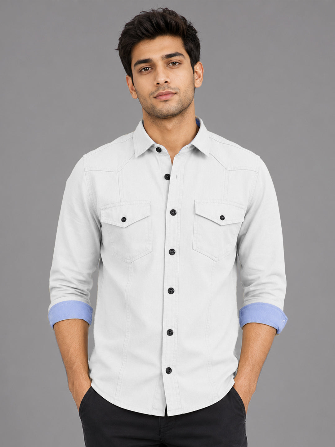 Cargo Style White Shirt