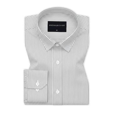 Silver Grey Pinstripe Oxford Shirt For Men
