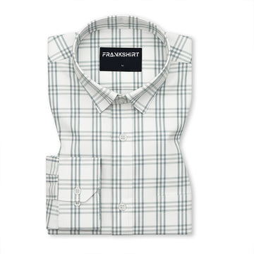 Mist Blue Classic Check Paper Cotton Shirt For Men