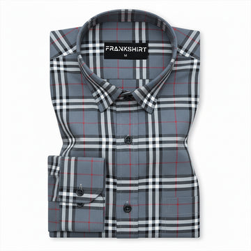 Denim Tartan Check Cotton Shirt For Men