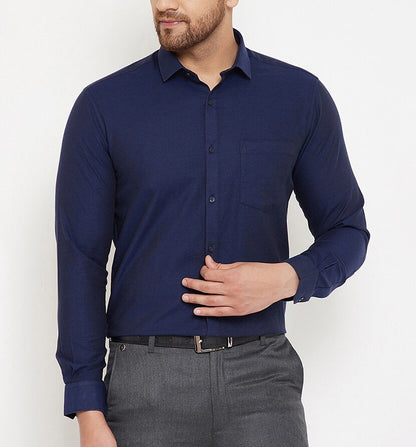 Frankshop Classic Cotton Blend Navy Blue Colour Shirt