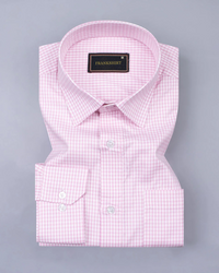 Pack of 2 Premium Cotton Shirt for Man (Light Pink Check and White)